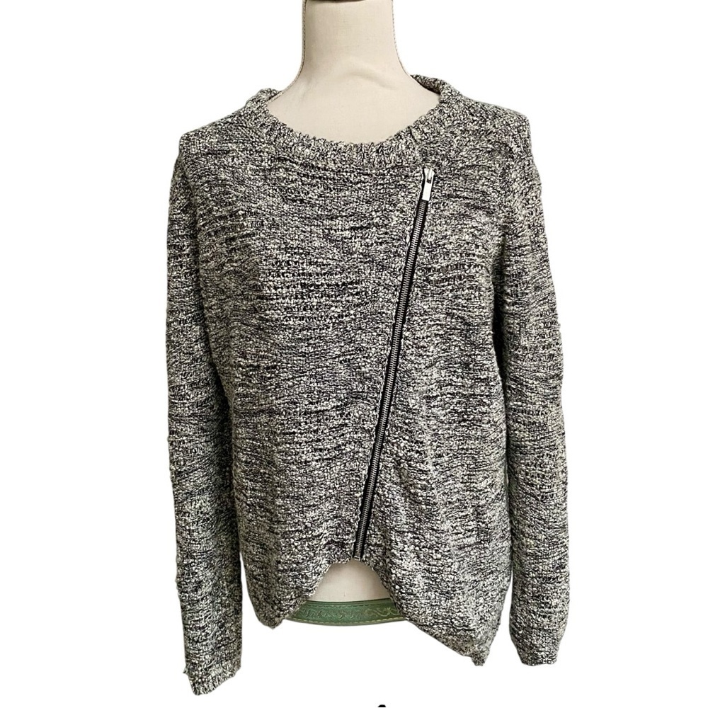 Rachel Rachel Roy Marled Moto Sweater Asymmetrical Zip Knit Jacket Medium